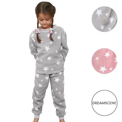 £10.99 • Buy Dreamscene Star Teddy Fleece Kids Pyjama Set Long Sleeve Children Boys Girls PJs