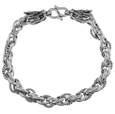 Men's Sterling Silver Unique Dragon Head Bracelet Width-6.5mm • $85