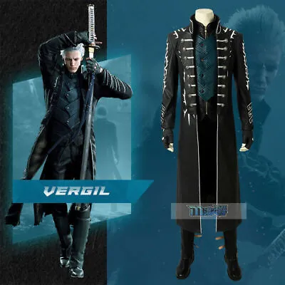 Devil May Cry 5 Vergil Windbreaker Vest Pants Gloves Cosplay Costumes Men Coat • $219.87