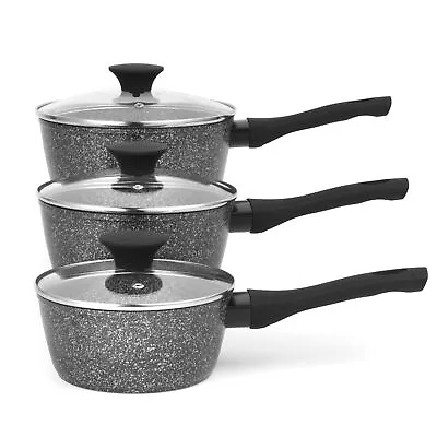 Salter Saucepan Set 3 Piece Non-Stick Megastone Forged Aluminium 16/18/20 Cm • £54.99