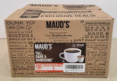 Maud's 100 Count Dark Roast Coffee Pods Tall Dark & Handsome Blend DECAF • $41.69