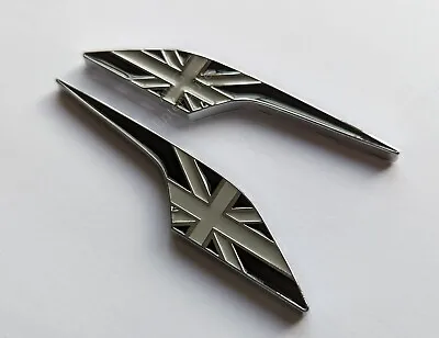 Chrome Black Grey Side Wing Fender Union Jack Badges For Land Range Rover Sport • £15