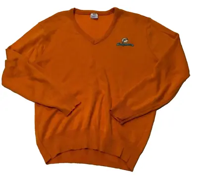 VINTAGE GARAN Miami Dolphins Football 80s Long Sleeve Sweater VNeck Sz. M ORANGE • $23.96