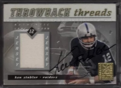 Ken Stabler Game Used RARE On Card Auto DUAL COA 2000 Donruss ELITE 1/100 (READ) • $499