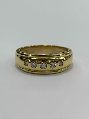 18ct 18K Yellow Gold Men’s Diamond Signet Ring TDW 0.23ct Size R. Brand New • $1316.31