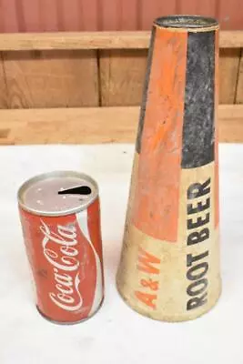 Vintage A&W Root Beer Wax Cone Soda Megaphone Take Home Quart Container Bottle • $45