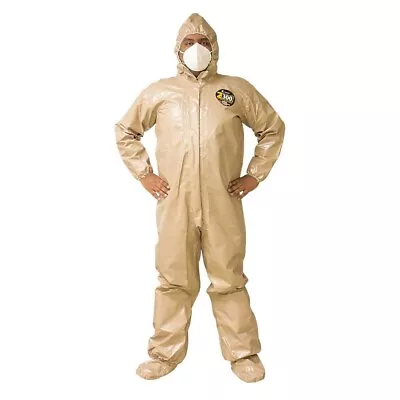 Military Kappler Zytron 300 Chemical Hazmat Coverall Suit W Hood Tan L/XL PPE • $44.99