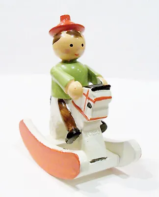 Erzgebirge Style Italy Boy On Rocking Horse Wooden Wood Vintage Miniature Figure • $21.99