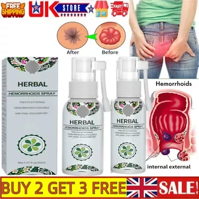 Natural Herbal Hemorrhoids Spray Hemorrhoid Treatment Alleviate Pain 30ml • £8.39