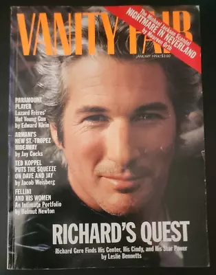 Vanity Fair Magazine January 1994 Richard Gere No Label B31:1193 • $11.96