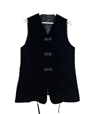 St Michael Vintage Black Velvet Waistcoat Bodice Jacket Size 14 16 Gothic M&S • £44.99