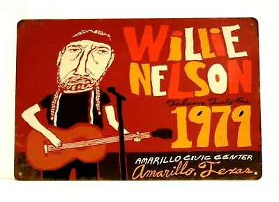 $11.21 • Buy New Willie Nelson Live In Concert Poster Tin Metal Sign Vintage Rustic Look 1979