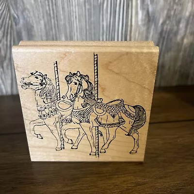 Vintage Hampton Art Rubber Stamps 1997. Carousel Horses. • $4.25