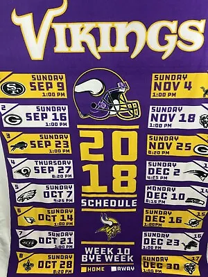 Minnestoa Vikings Northwest NFL Football 2018 Schedule 60x80 Throw Blanket • $48