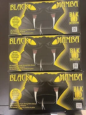 $42.99 • Buy 3 Medium Black Mamba Gloves 100 Per Box Disposable Nitrile Mechanic Glove HVAC