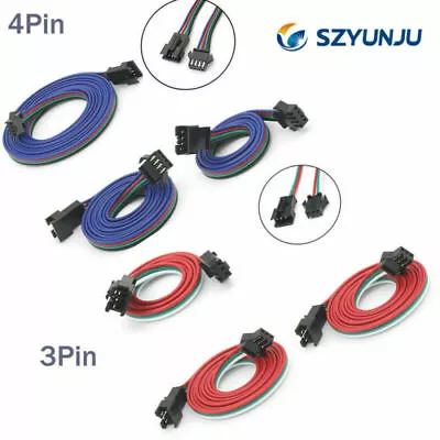 £1.94 • Buy 3 Pin 4pin Extension Cable Line JST Connector For WS2811/WS2812B/RGB LED Strips