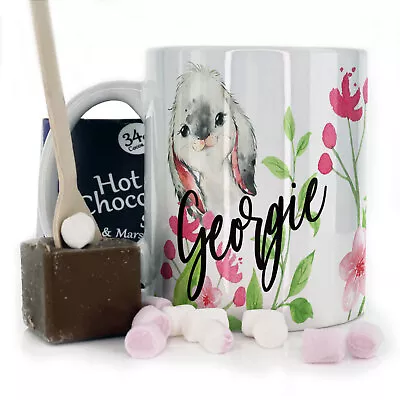 Personalised Mug & Milk Chocolate Stirrer Gift Custom Rabbit Initial Magic Mug • £12.99