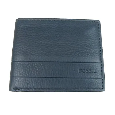 Fossil Lufkin Traveler Leather Deep Indigo Men's Wallet NEW SML1390405 • $32.95