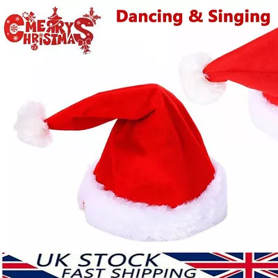 Christmas Xmas Novelty Santa Hat Cap For Musical Singing Moving Dancing Toy • £9.49