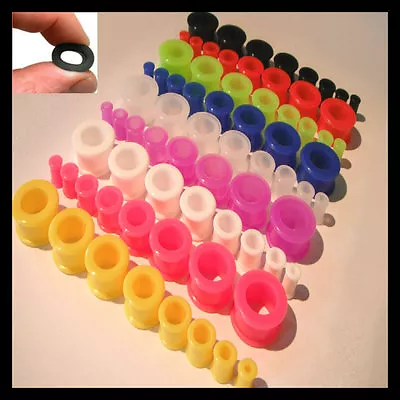 £14.99 • Buy 3mm-40mm Flexible Ear Tunnel Flesh Silicone Plug Stretcher Saddle Flare Black