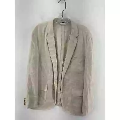 VTG J Crew Cream Linen 2 Button Down Casual Suit Jacket Men Size M • $29.70