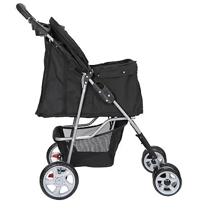 Dog Stroller Pet Travel Carriage W/Foldable Carrier Cart &Cup Holder 4 Wheeler • $54.58