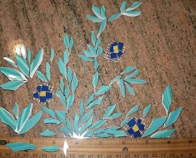 Light Blue/ Green  Turquoise Seaweed Leaf Mosaic Tiles Broken Cut China      • $12.50