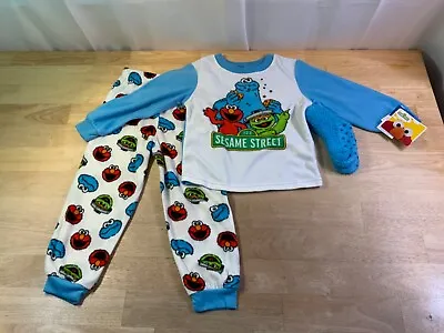 New Boy's Sesame Street PJ Set Sz 4T Has Cookie MonsterElmo & Oscar* • $25.99