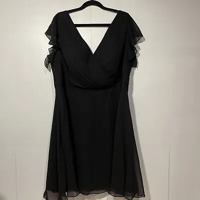 AW Bridal Black Fit & Flare Dress Womens Size 20 Pleated Sheer Lined Wedding • $35