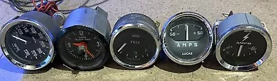 Vintage Original Oil Fuel Pressure Gauges & Clock Smith’s Lucas Jaeger VDO ZEIT • $162.97