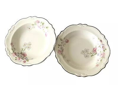 Homer Laughlin Virginia Rose Soup Bowls 8 1/2  Diameter- 2 Pieces USA Made Vntg • $12.97