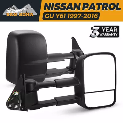 San Hima Extendable Towing Mirrors For Nissan Patrol GU Y61 1997-2016 • $269.95