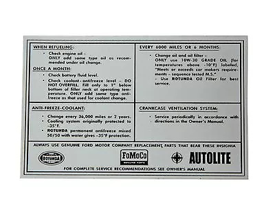 Mustang Shock Tower Service Specification Decal 1965 - 1966 • $9.03