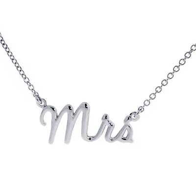 Mrs. Necklace 1 Inch Wide 18  Inch Chain In 14K White Gold • $511