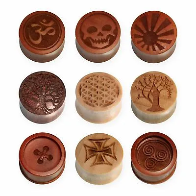 Ear Plug Wood Flesh Tunnel Stretcher Piercing Laser Engraving Earlet Handmade • $7.44