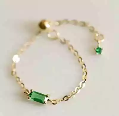 1Ct Emerald Cut Lab Created Green Emerald  Women Bracelet 14K Yellow Gold Plated • $119.99