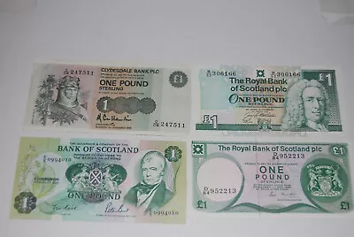 BRITISH BANK NOTES - 4 X SCOTTISH BANK NOTES 1 GBP • £12