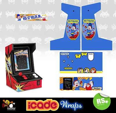 Icade Fix It Felix Full Set Arcade Artwork Graphics Sticker Sides Marquee Panels • £37.21