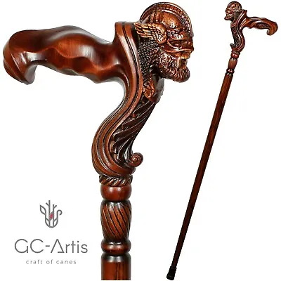 Wooden Walking Cane Stick Viking Warrior Man Ergonomic Handle Original GC-Artis  • $169