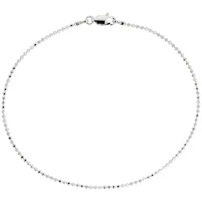 1mm To 2mm Sterling Silver Diamond Cut Bead Ball Chain Necklace Or Bracelet • $14.99