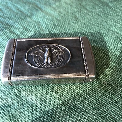 $24 • Buy Vintage Metal Pocket Match Book Holder Safe  ￼ Fraternal ￼Eagles Jackson ￼Mi