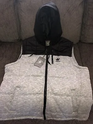 Beverly Hills ￼Polo Club Mens Black & Gray Hooded Vest NEW WITH TAGS Size XL • $35