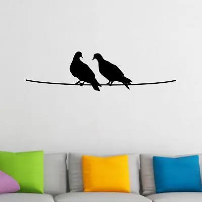 Love Birds On A Wire Animal Wall Sticker Decal Transfer Design Matt Vinyl UK • £6.97