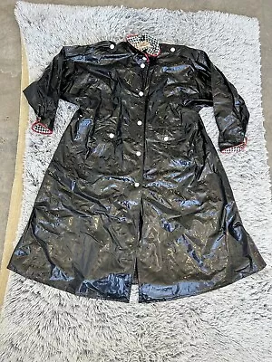 Kenn Sporn For Wippette Raincoat Womens Size Small Black Vinyl Metallic Vintage • $39.99