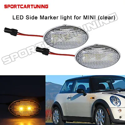 For 02-08 Mini Cooper R50 R52 R53 Front Amber LED Side Marker Lights Clear Lens • $15.79