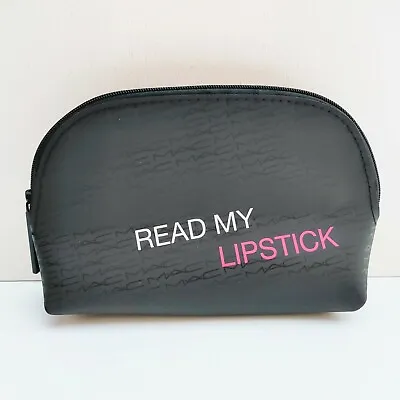 MAC  Read My Lipstick  Black Makeup Cosmetics Bag Travel Toiletry Pouch NEW • $14.95
