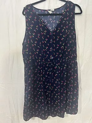 Mimi Chica Women's Black Cherry Print Sleeveless Summer Dress Button Front Sz 2X • $13.88