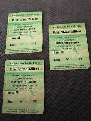 £0.99 • Buy Southampton V Manchester United Ticket Stubs League Division 1 1986