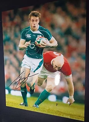 Tommy Bowe Moves With The Rugby Ball For Ireland Against Wales Signed 10x8 Photo • £44.99