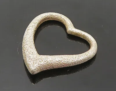 925 Sterling Silver - Vintage Shiny Textured Open Love Heart Pendant - PT16793 • $33.33